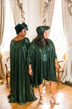 Fringe Co Caftan Club Collection Green Glitz Long Caftan