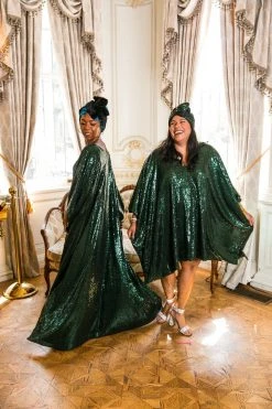 Fringe Co Caftan Club Collection Green Glitz Long Caftan