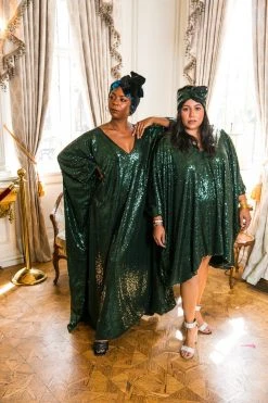 Fringe Co Caftan Club Collection Green Glitz Long Caftan
