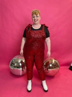 Fringe Co Sequin Collection Red Sequin Party Jumpsuit