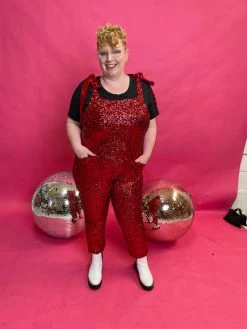 Fringe Co Sequin Collection Red Sequin Party Jumpsuit