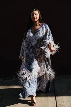 Fringe Co Iridescent Fringe Long Caftan 14 Fringe Co Iridescent Fringe Long Caftan