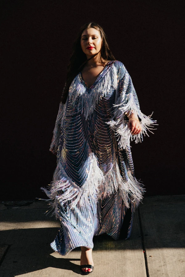 Fringe Co Iridescent Fringe Long Caftan 7 Fringe Co Iridescent Fringe Long Caftan