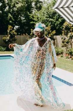 Fringe Co Iridescent Paillette Long Caftan