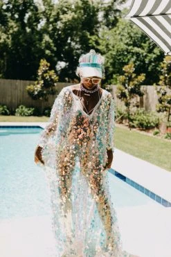 Fringe Co Iridescent Paillette Long Caftan