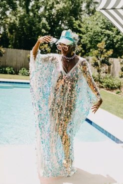 Fringe Co Iridescent Paillette Long Caftan