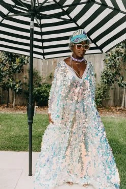 Fringe Co Iridescent Paillette Long Caftan