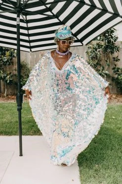 Fringe Co Iridescent Paillette Long Caftan