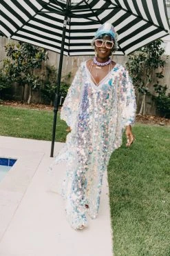 Fringe Co Iridescent Paillette Long Caftan