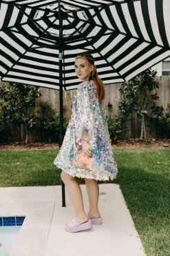 Fringe Co Caftan Club Collection Iridescent Paillette Short Caftan