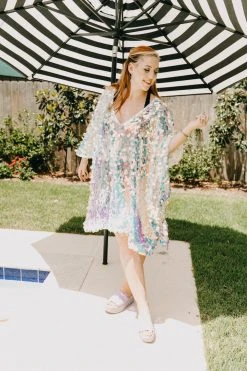 Fringe Co Caftan Club Collection Iridescent Paillette Short Caftan