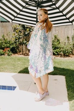 Fringe Co Caftan Club Collection Iridescent Paillette Short Caftan