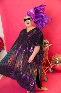 Fringe Co Caftan Club Collection Iris Purple Sequin Caftan