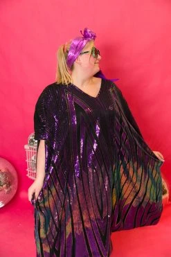 Fringe Co Caftan Club Collection Iris Purple Sequin Caftan