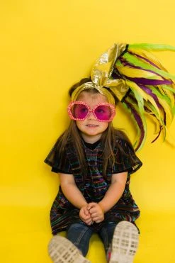 Fringe Co Mini Gold Metallic With Mardi Gras Feather Party Wrap Party Wraps