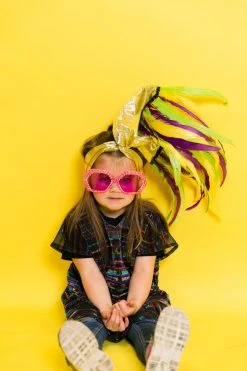 Fringe Co Mini Gold Metallic With Mardi Gras Feather Party Wrap Party Wraps