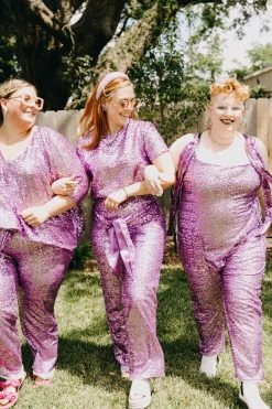 Fringe Co Lavender Sequin High Waisted Pants Sequin Collection