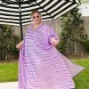Fringe Co Lavender Sequin Stripe Long Caftan