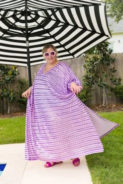 Fringe Co Lavender Sequin Stripe Long Caftan