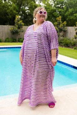 Fringe Co Lavender Sequin Stripe Long Caftan