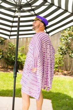 Fringe Co Caftan Club Collection Lavender Sequin Stripe Short Caftan