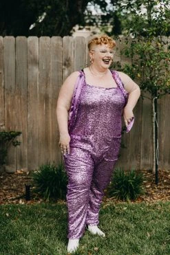 Fringe Co Lavender Sequin Party Jumpsuit Sequin Collection