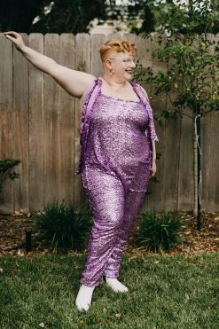 Fringe Co Lavender Sequin Party Jumpsuit Sequin Collection