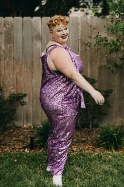 Fringe Co Lavender Sequin Party Jumpsuit Sequin Collection