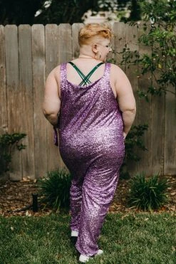 Fringe Co Lavender Sequin Party Jumpsuit Sequin Collection