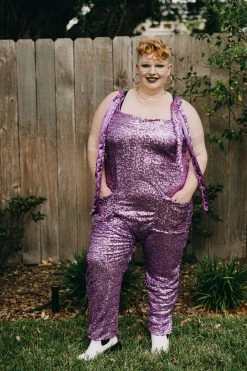 Fringe Co Lavender Sequin Party Jumpsuit Sequin Collection
