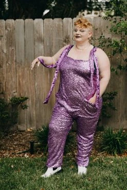 Fringe Co Lavender Sequin Party Jumpsuit Sequin Collection
