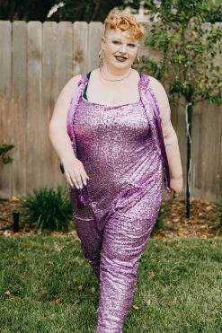 Fringe Co Lavender Sequin Party Jumpsuit Sequin Collection