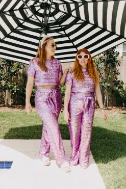 Fringe Co Lavender Sequin High Waisted Pants Sequin Collection