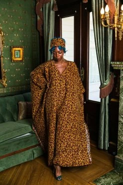 Fringe Co Caftan Club Collection Leopard Long Caftan