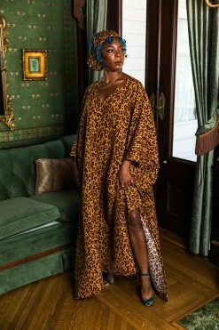 Fringe Co Caftan Club Collection Leopard Long Caftan