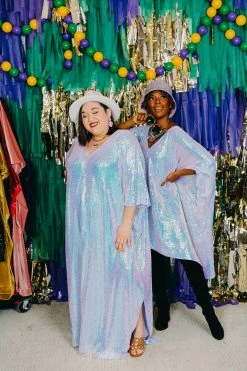 Fringe Co Lavender Iridescent Sequin Long Caftan
