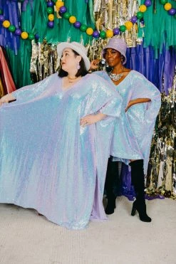 Fringe Co Lavender Iridescent Sequin Long Caftan