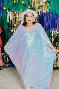 Fringe Co Lavender Iridescent Sequin Long Caftan