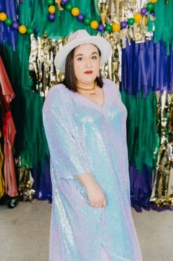 Fringe Co Lavender Iridescent Sequin Long Caftan