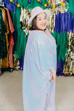 Fringe Co Lavender Iridescent Sequin Long Caftan