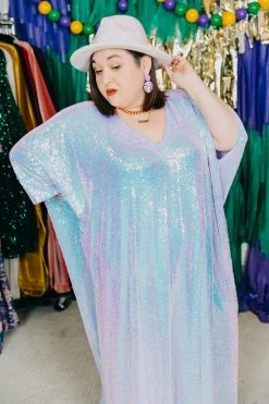 Fringe Co Lavender Iridescent Sequin Long Caftan