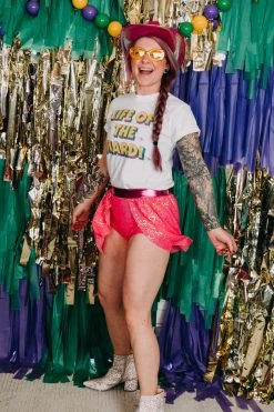 Fringe Co Shop Spring Sparkles Bright Pink Sequin Majorette Shorts