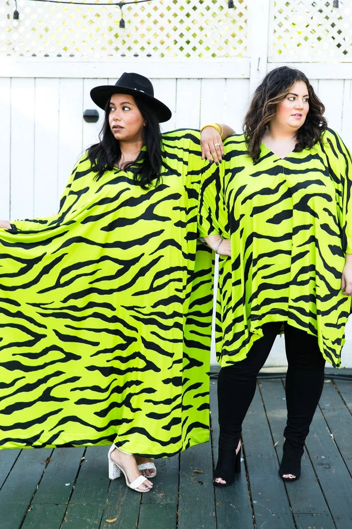 Fringe Co Neon Green Tiger Long Caftan Caftan Club Collection 6 Fringe Co Neon Green Tiger Long Caftan Caftan Club Collection