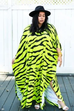 Fringe Co Neon Green Tiger Long Caftan Caftan Club Collection 9 Fringe Co Neon Green Tiger Long Caftan Caftan Club Collection