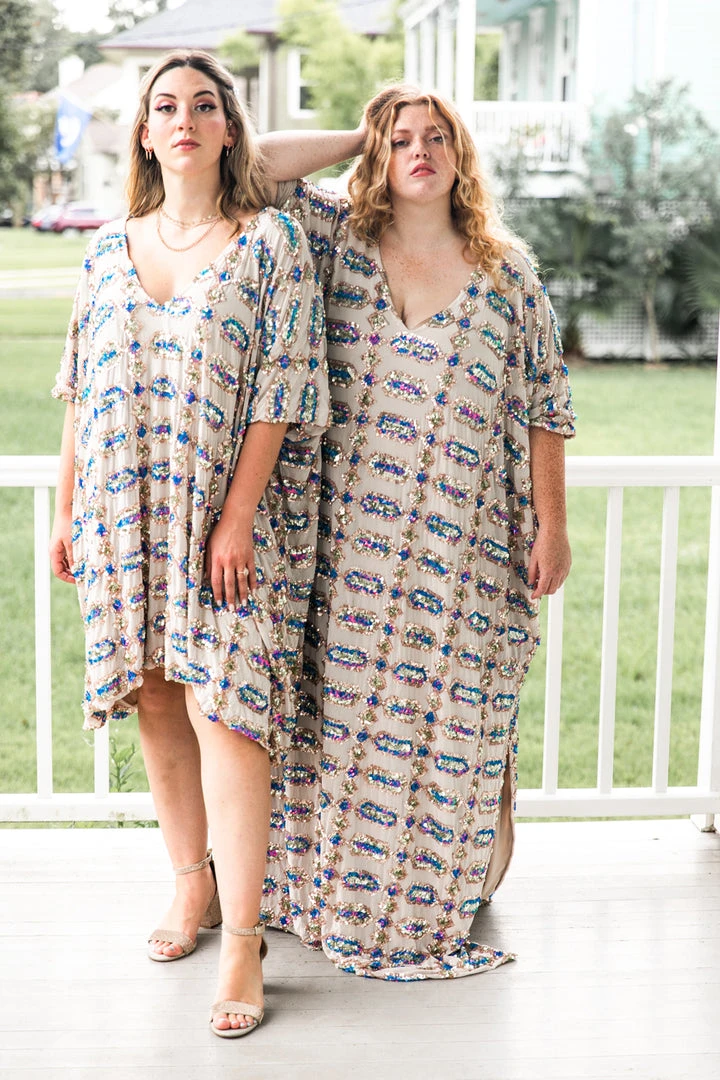 Fringe Co Nude Diamond Embroidered Long Caftan 6 Fringe Co Nude Diamond Embroidered Long Caftan