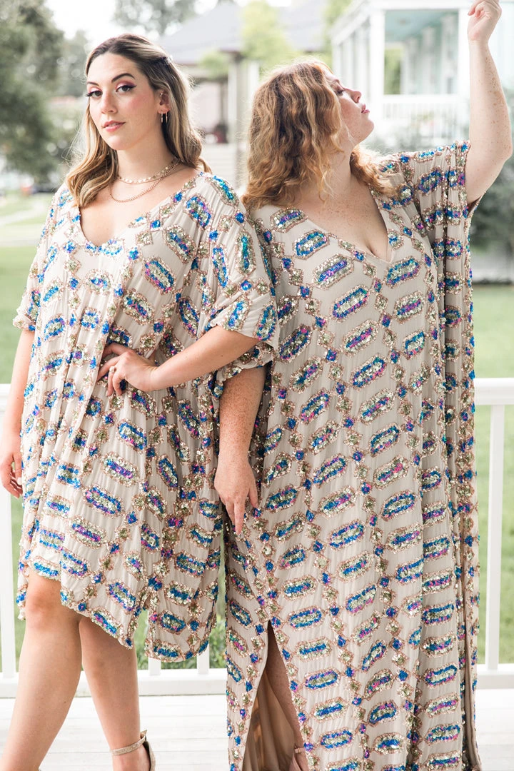 Fringe Co Nude Diamond Embroidered Long Caftan 9 Fringe Co Nude Diamond Embroidered Long Caftan