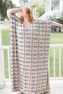 Fringe Co Nude Diamond Embroidered Long Caftan 13 Fringe Co Nude Diamond Embroidered Long Caftan