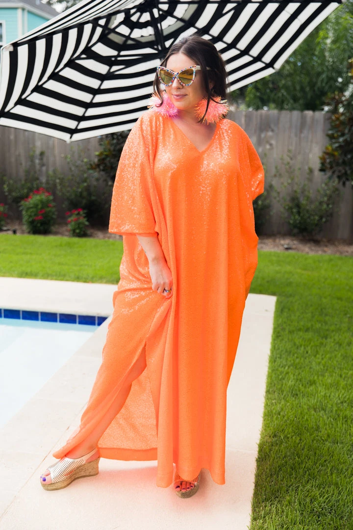 Fringe Co Orange Sequin Long Caftan Caftan Club Collection 2 Fringe Co Orange Sequin Long Caftan Caftan Club Collection