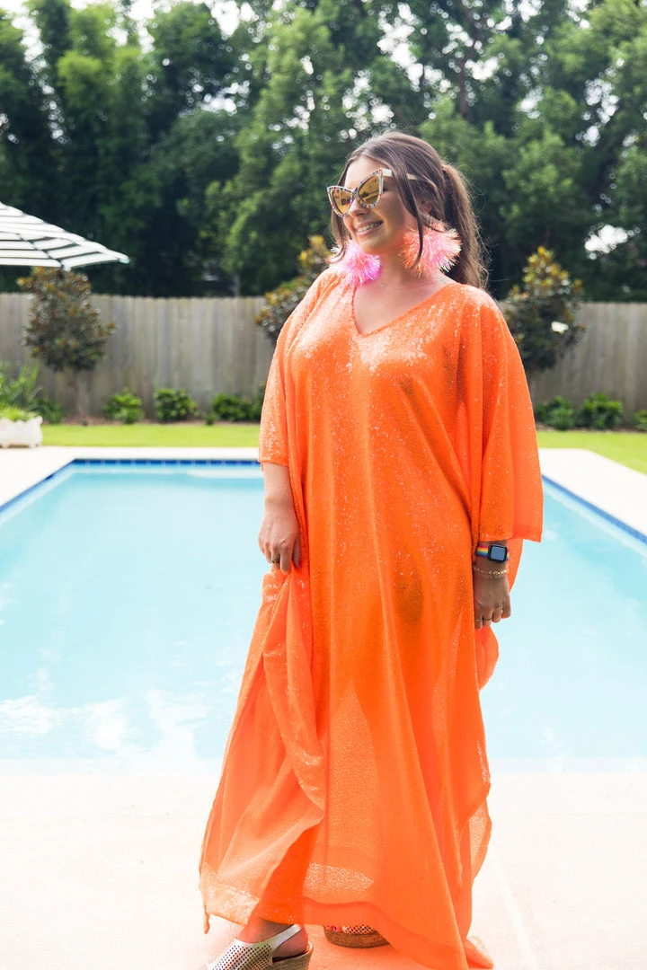 Fringe Co Orange Sequin Long Caftan Caftan Club Collection 5 Fringe Co Orange Sequin Long Caftan Caftan Club Collection