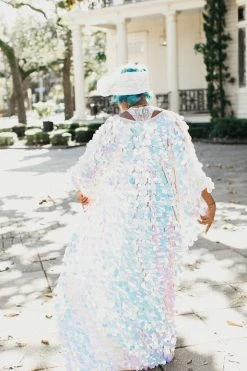 Fringe Co Iridescent Oval Paillette Sequin Long Caftan Shop Spring Sparkles